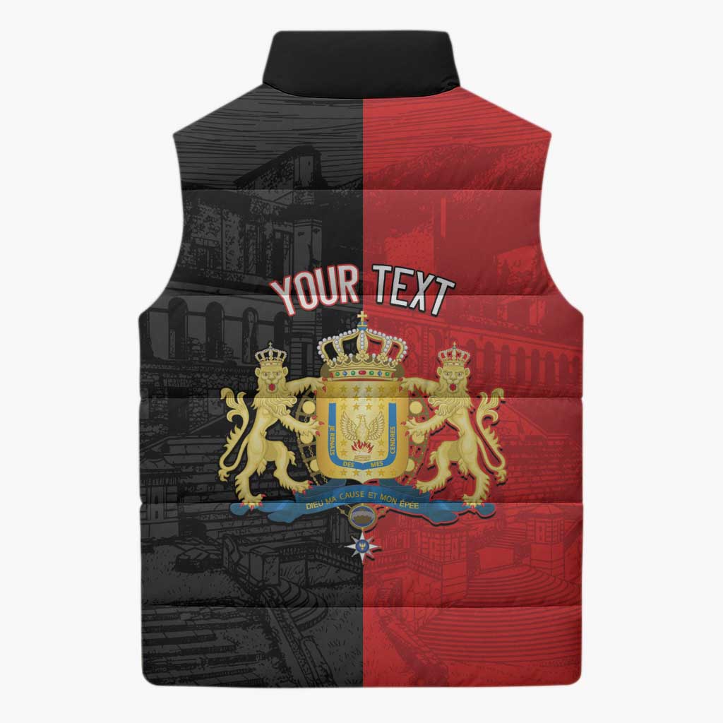 Personalized Kingdom of Haiti Sleeveless Puffer Jacket Sans-Souci Palace Flag Style - African Pride