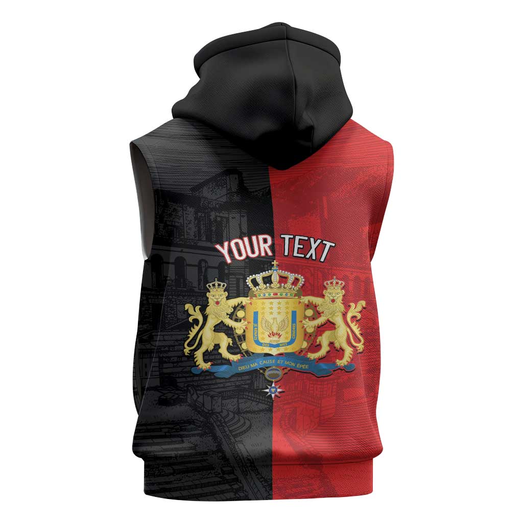 Personalized Kingdom of Haiti Sleeveless Zip Hoodie Sans-Souci Palace Flag Style - African Pride