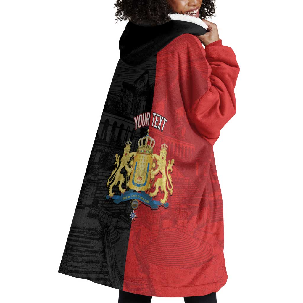 Personalized Kingdom of Haiti Wearable Blanket Hoodie Sans-Souci Palace Flag Style - African Pride