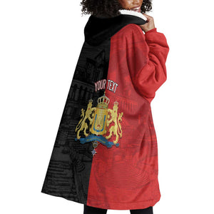 Personalized Kingdom of Haiti Wearable Blanket Hoodie Sans-Souci Palace Flag Style - African Pride