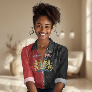 Personalized Kingdom of Haiti Women Casual Shirt Sans-Souci Palace Flag Style - African Pride