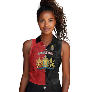Personalized Kingdom of Haiti Women Sleeveless Polo Shirt Sans-Souci Palace Flag Style - African Pride