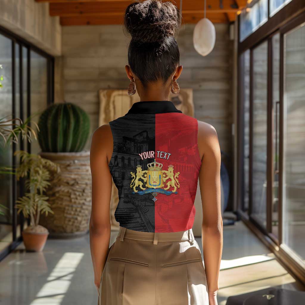 Personalized Kingdom of Haiti Women Sleeveless Polo Shirt Sans-Souci Palace Flag Style - African Pride