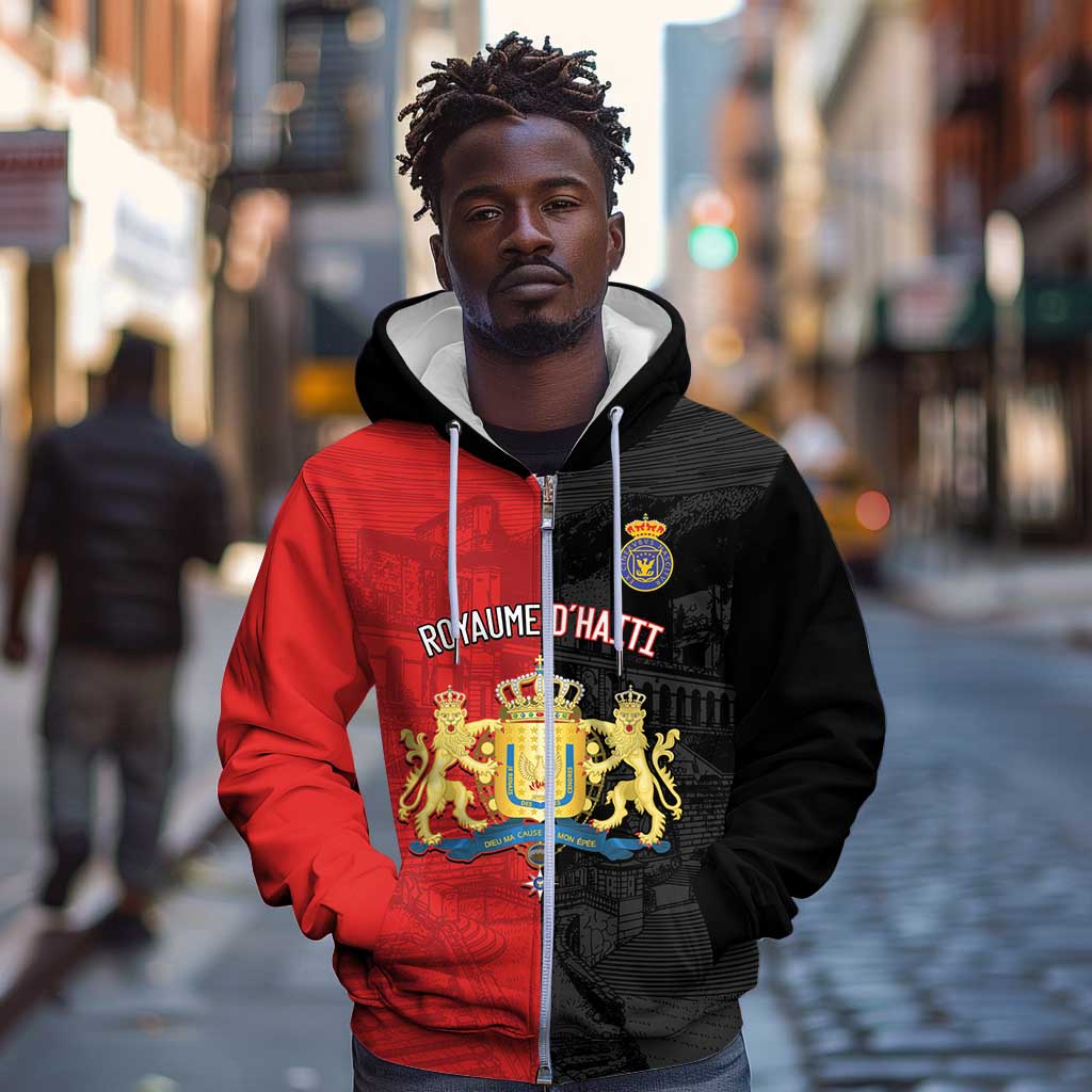 Personalized Kingdom of Haiti Zip Hoodie Sans-Souci Palace Flag Style - African Pride