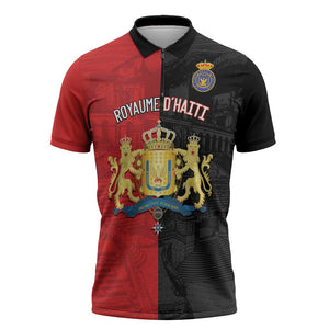 Personalized Kingdom of Haiti Zipper Polo Shirt Sans-Souci Palace Flag Style - African Pride