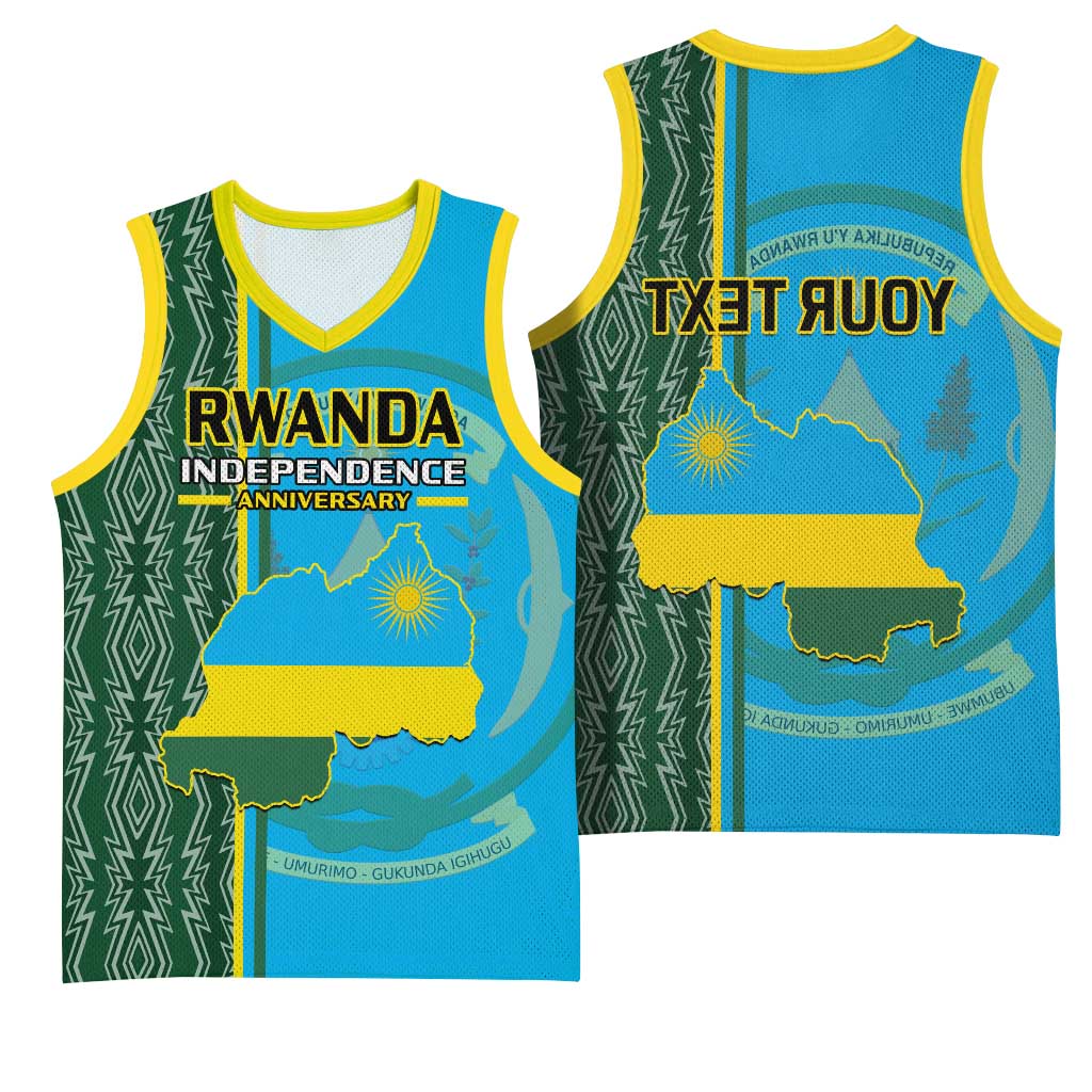 Personalised 1 July Independence Day Rwanda Basketball Jersey African Imigongo Happy 61st Anniversary - African Pride