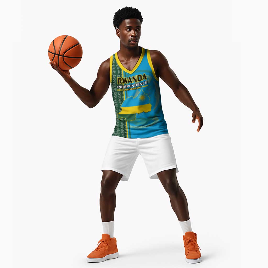 Personalised 1 July Independence Day Rwanda Basketball Jersey African Imigongo Happy 61st Anniversary - African Pride