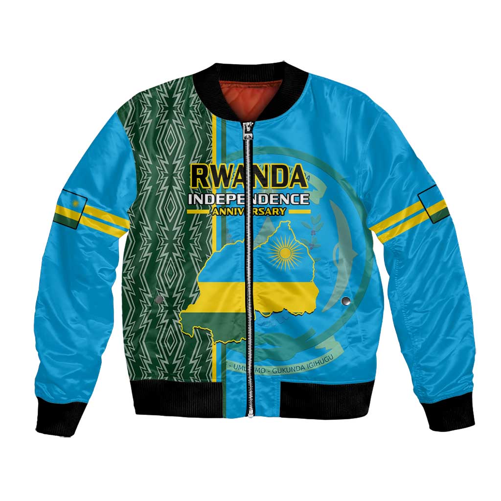 Personalised 1 July Independence Day Rwanda Bomber Jacket African Imigongo Happy 61st Anniversary