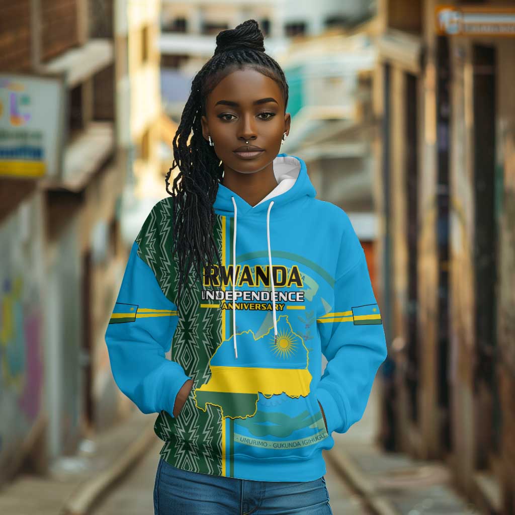 Personalised 1 July Independence Day Rwanda Hoodie African Imigongo Happy 61st Anniversary