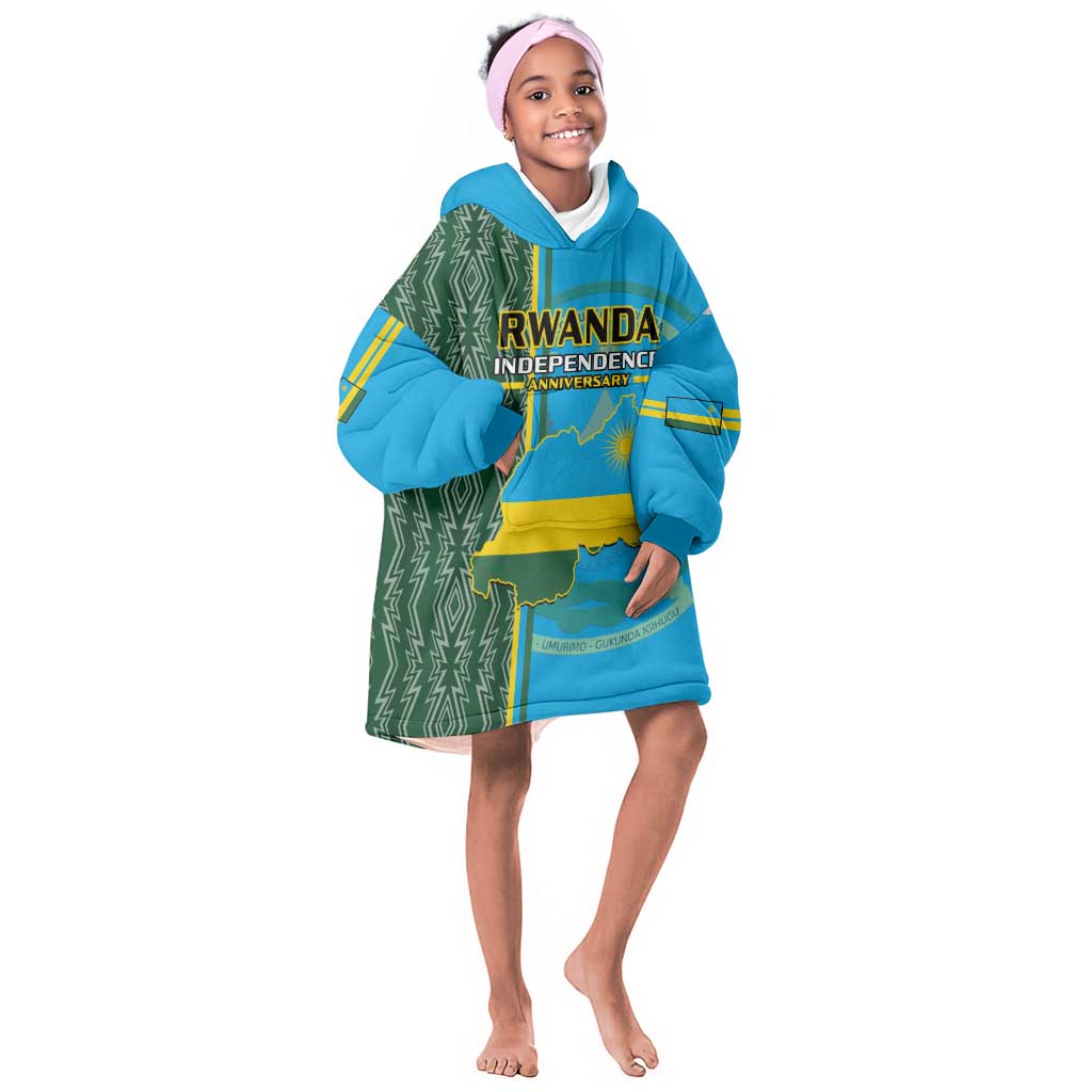 Personalised 1 July Independence Day Rwanda KId Wearable Blanket Hoodie African Imigongo Happy 61st Anniversary