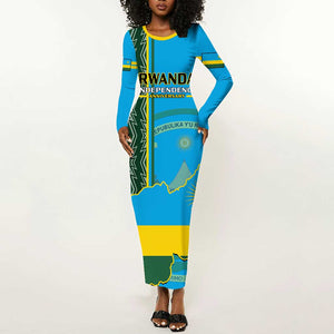 Personalised 1 July Independence Day Rwanda Long Sleeve Bodycon Dress African Imigongo Happy 61st Anniversary LT14