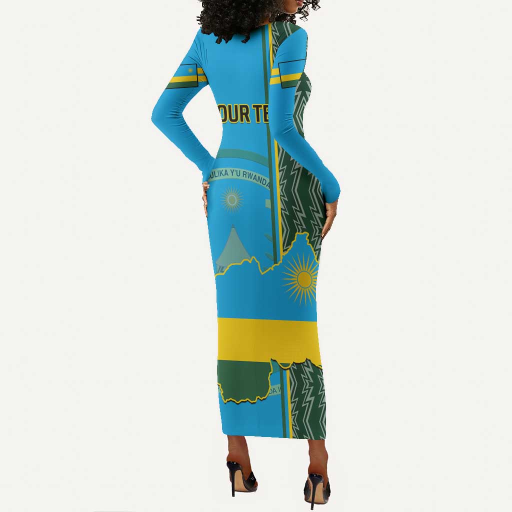 Personalised 1 July Independence Day Rwanda Long Sleeve Bodycon Dress African Imigongo Happy 61st Anniversary LT14