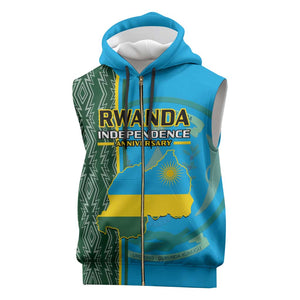Personalised 1 July Independence Day Rwanda Sleeveless Zip Hoodie African Imigongo Happy 61st Anniversary - African Pride