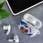 Custom Haiti Football AirPods Case Les Grenadiers Blue Grunge Polynesian Tattoo