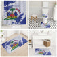 Custom Haiti Football Bathroom Set Les Grenadiers Blue Grunge Polynesian Tattoo