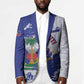Custom Haiti Football Blazer Les Grenadiers Blue Grunge Polynesian Tattoo