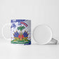 Custom Haiti Football Ceramic Mug Les Grenadiers Blue Grunge Polynesian Tattoo