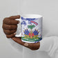 Custom Haiti Football Ceramic Mug Les Grenadiers Blue Grunge Polynesian Tattoo