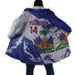 Custom Haiti Football Cloak Les Grenadiers Blue Grunge Polynesian Tattoo