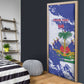 Custom Haiti Football Door Cover Les Grenadiers Blue Grunge Polynesian Tattoo