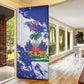 Custom Haiti Football Door Cover Les Grenadiers Blue Grunge Polynesian Tattoo