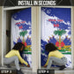 Custom Haiti Football Door Cover Les Grenadiers Blue Grunge Polynesian Tattoo
