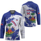 Custom Haiti Football Hockey Jersey Les Grenadiers Blue Grunge Polynesian Tattoo