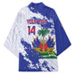 Custom Haiti Football Kimono Les Grenadiers Blue Grunge Polynesian Tattoo