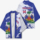 Custom Haiti Football Kimono Les Grenadiers Blue Grunge Polynesian Tattoo