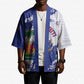Custom Haiti Football Kimono Les Grenadiers Blue Grunge Polynesian Tattoo