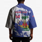 Custom Haiti Football Kimono Les Grenadiers Blue Grunge Polynesian Tattoo
