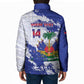 Custom Haiti Football Padded Jacket Les Grenadiers Blue Grunge Polynesian Tattoo