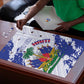Custom Haiti Football Puzzle Les Grenadiers Blue Grunge Polynesian Tattoo