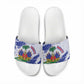 Custom Haiti Football Slide Sandals Les Grenadiers Blue Grunge Polynesian Tattoo