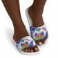 Custom Haiti Football Slide Sandals Les Grenadiers Blue Grunge Polynesian Tattoo