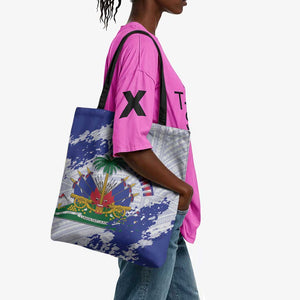 Custom Haiti Football Tote Bag Les Grenadiers Blue Grunge Polynesian Tattoo