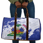 Custom Haiti Football Travel Bag Les Grenadiers Blue Grunge Polynesian Tattoo