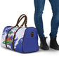 Custom Haiti Football Travel Bag Les Grenadiers Blue Grunge Polynesian Tattoo