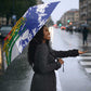 Custom Haiti Football Umbrella Les Grenadiers Blue Grunge Polynesian Tattoo