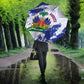 Custom Haiti Football Umbrella Les Grenadiers Blue Grunge Polynesian Tattoo