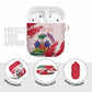 Custom Haiti Football AirPods Case Les Grenadiers Red Grunge Polynesian Tattoo