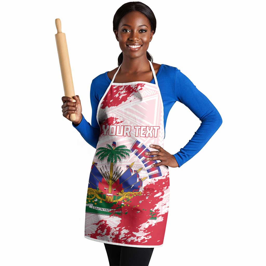 Custom Haiti Football Apron Les Grenadiers Red Grunge Polynesian Tattoo