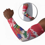 Custom Haiti Football Arm Sleeves Les Grenadiers Red Grunge Polynesian Tattoo