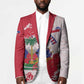 Custom Haiti Football Blazer Les Grenadiers Red Grunge Polynesian Tattoo