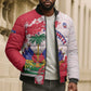 Custom Haiti Football Bomber Puffer Jacket Les Grenadiers Red Grunge Polynesian Tattoo