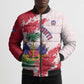 Custom Haiti Football Bomber Puffer Jacket Les Grenadiers Red Grunge Polynesian Tattoo