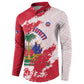 Custom Haiti Football Button Sweatshirt Les Grenadiers Red Grunge Polynesian Tattoo