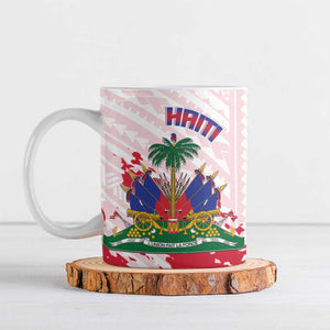 Custom Haiti Football Ceramic Mug Les Grenadiers Red Grunge Polynesian Tattoo