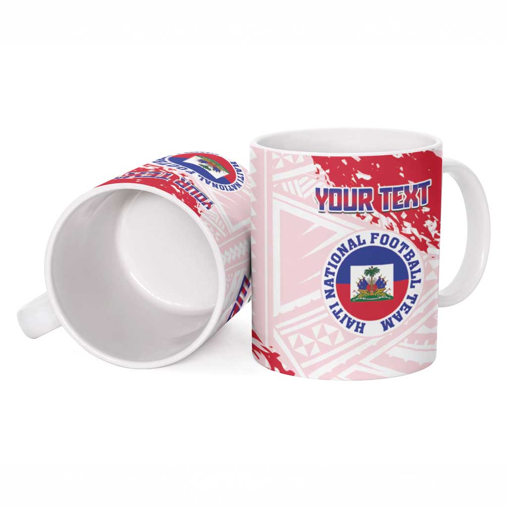Custom Haiti Football Ceramic Mug Les Grenadiers Red Grunge Polynesian Tattoo