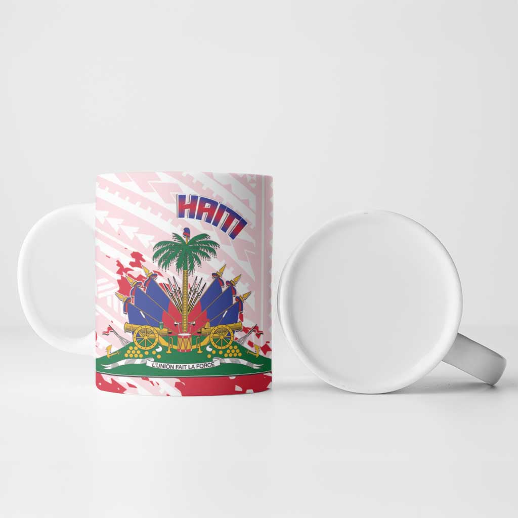 Custom Haiti Football Ceramic Mug Les Grenadiers Red Grunge Polynesian Tattoo